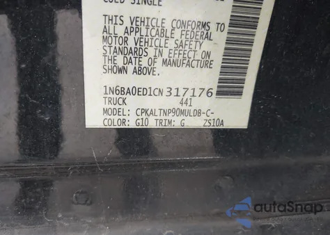 2012 Nissan Titan Sv z USA, uszkodzony, nr VIN 1N6BA0ED1CN317176